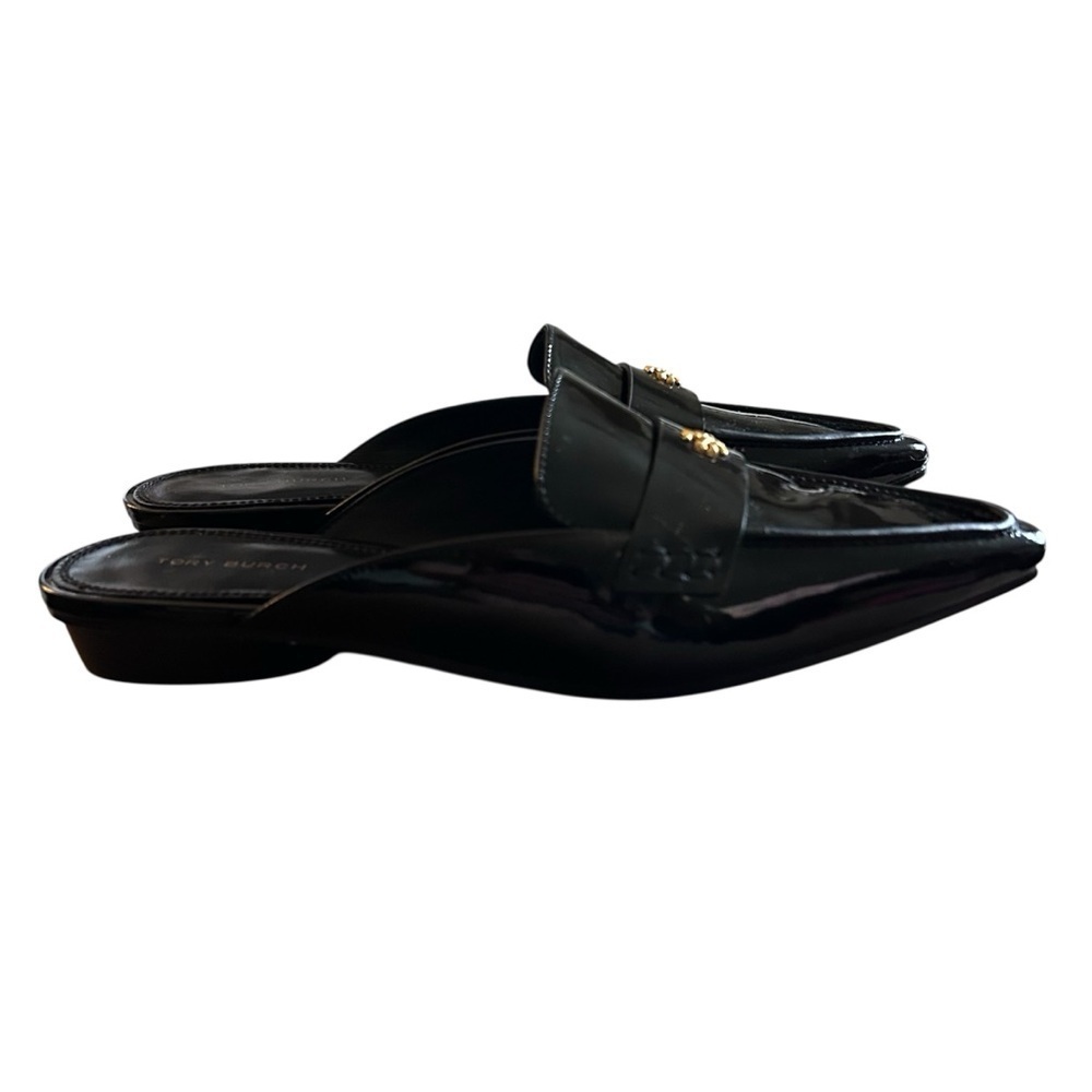 Tory Burch Black Patent Leather Mules SZ 7.5 - Picture 2 of 3